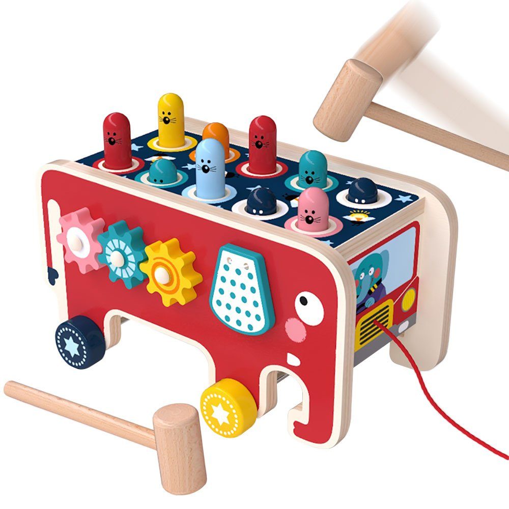 LBLA Lernspielzeug Klopfbank Holz mit 2 Schlägeln Holzspielzeug, Hammerspiel, Frühkindliche Bildung Weihnachtsgeschenk für Kinder