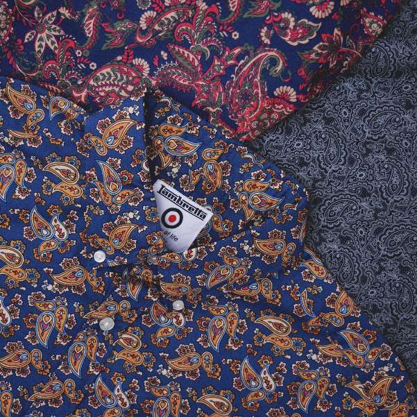 Lambretta Tonal Paisley Herren Langarm Hemd RWIS1383
