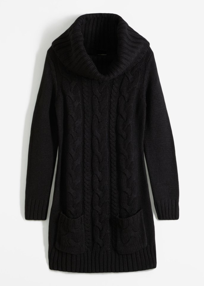 Strickkleid mit Rollkragen und aufgesetzten Taschen