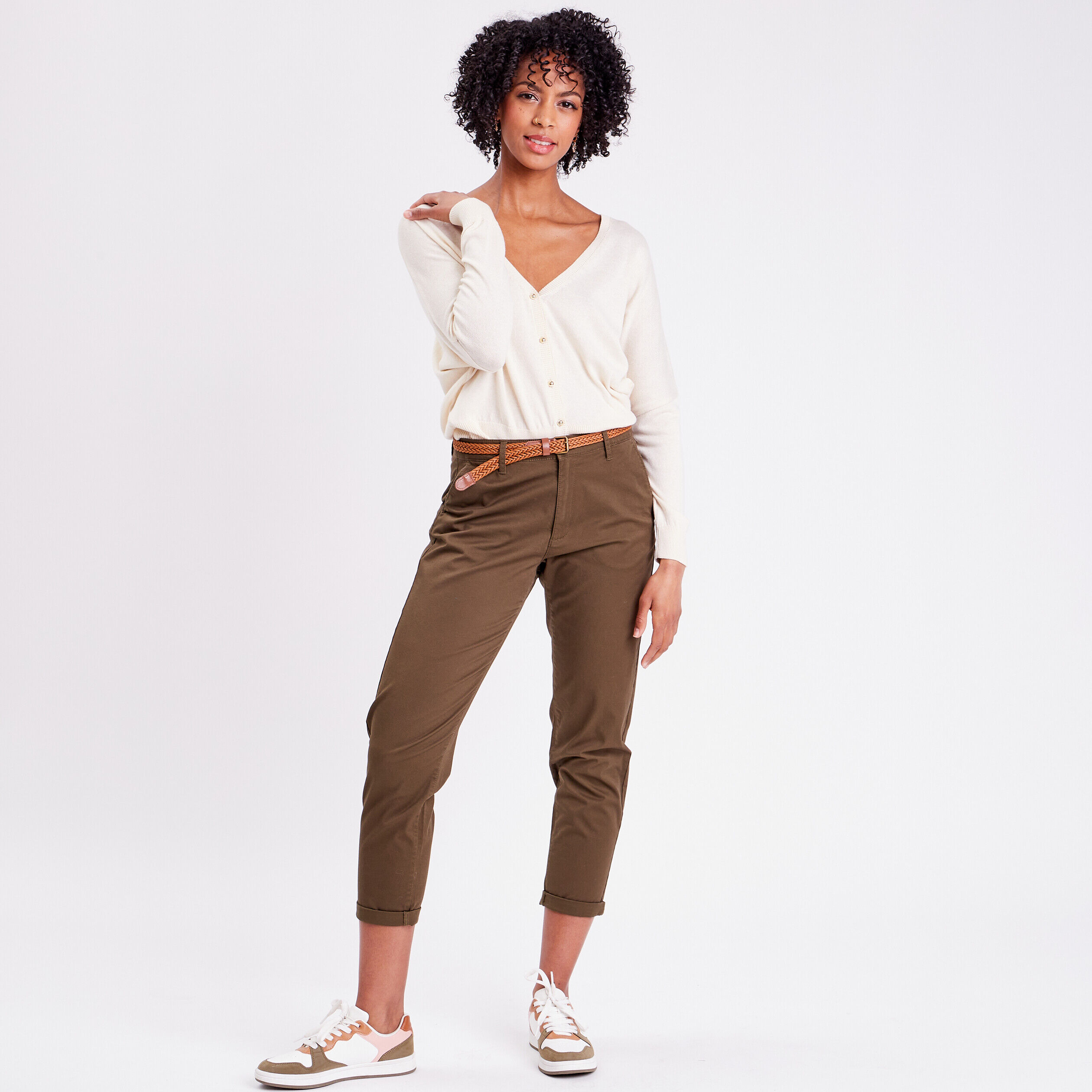 Gilet manches longues ample ecru femme | Cache Cache