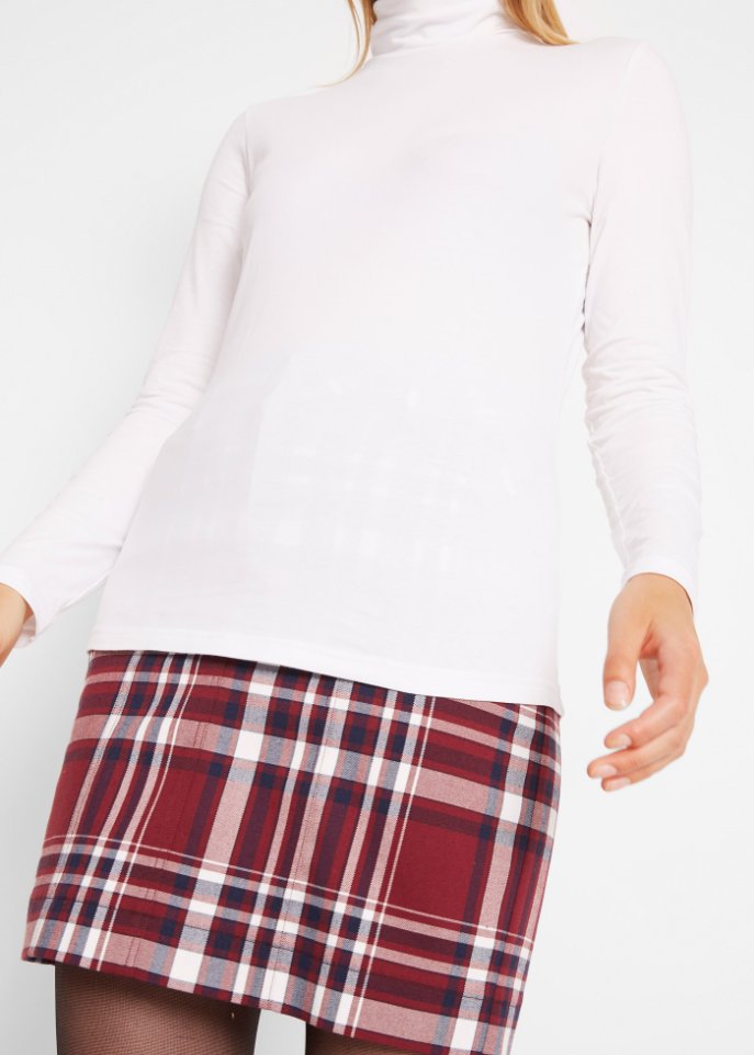 Rollkragen-Stretch-Shirt, Langarm