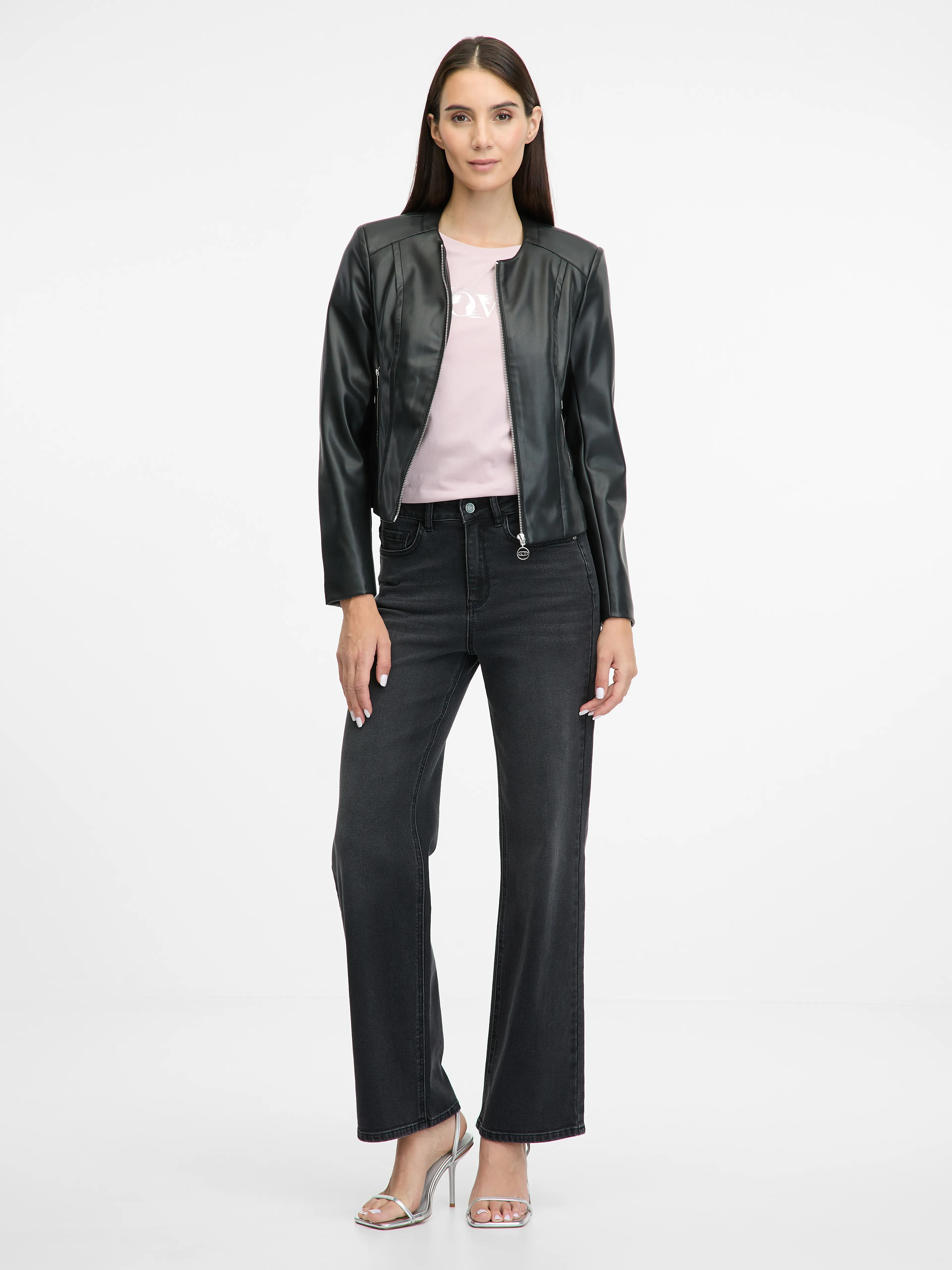 Schwarze Damen Lederjacke ORSAY
