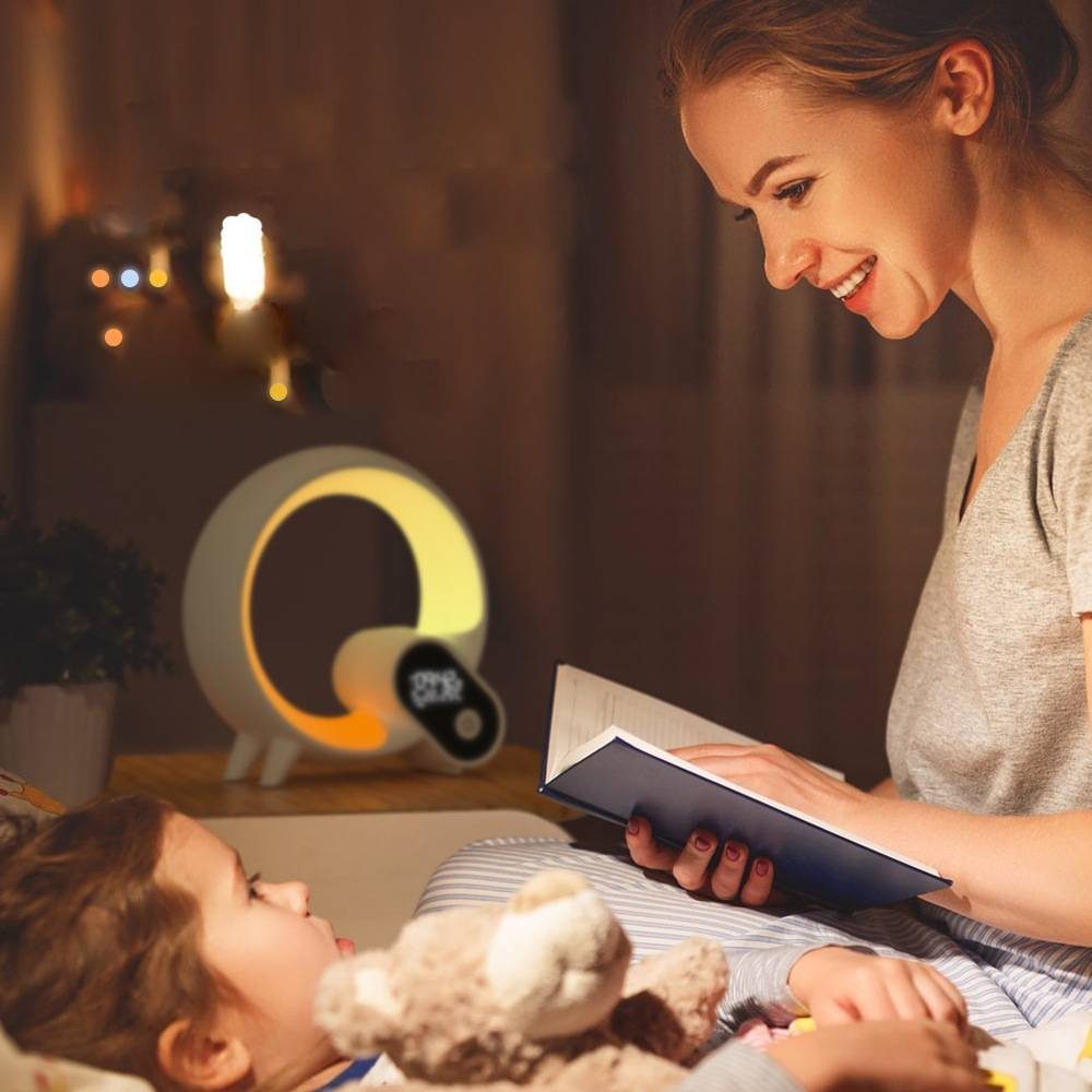 Blusmart Wecker Bluetooth Weck-Nachtlicht Naturgeräusche, Wecker, Snooze-Funktion, bunte Lichter, Einschlafhilfe