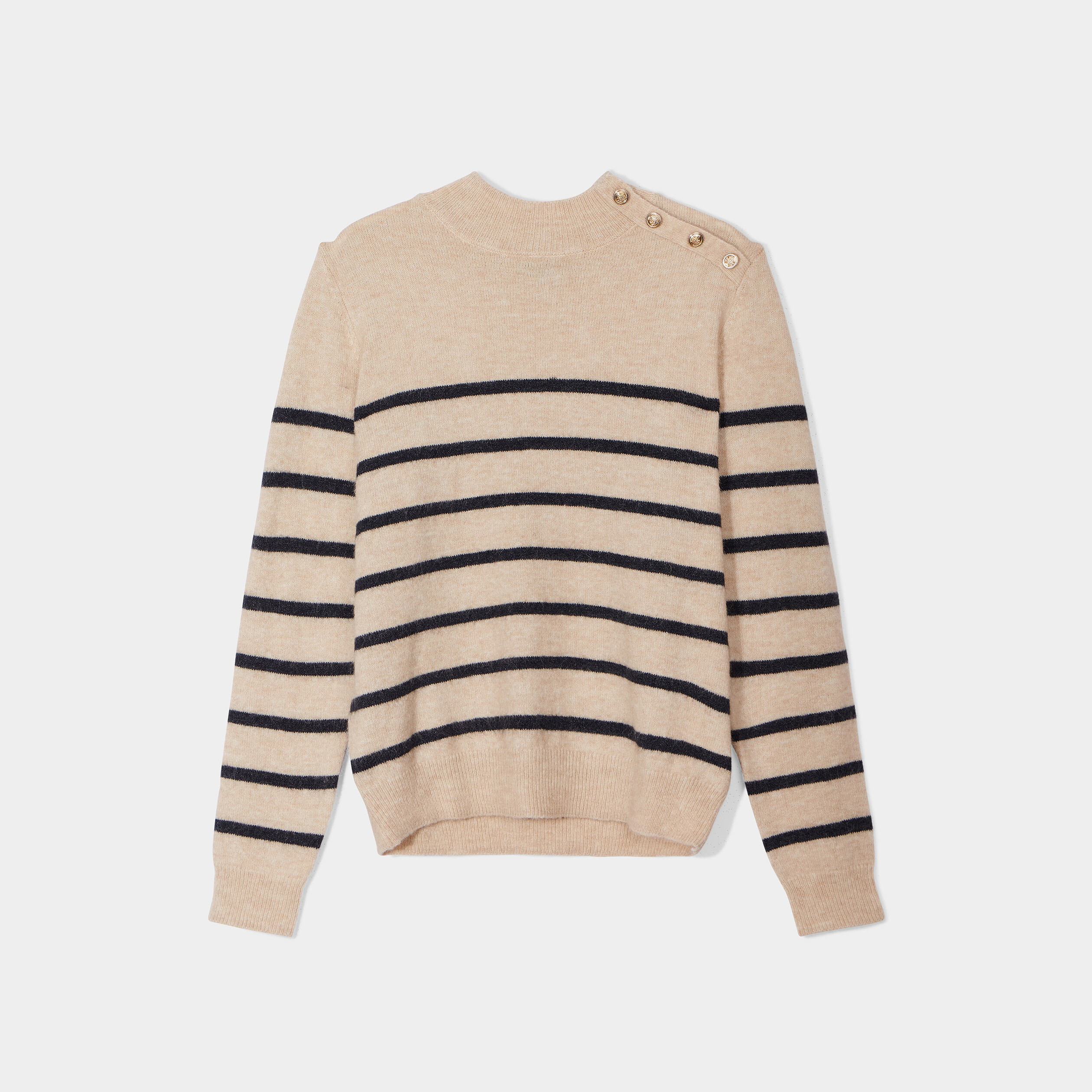 Pull marinière boutons à l'épaule sable femme | La Halle