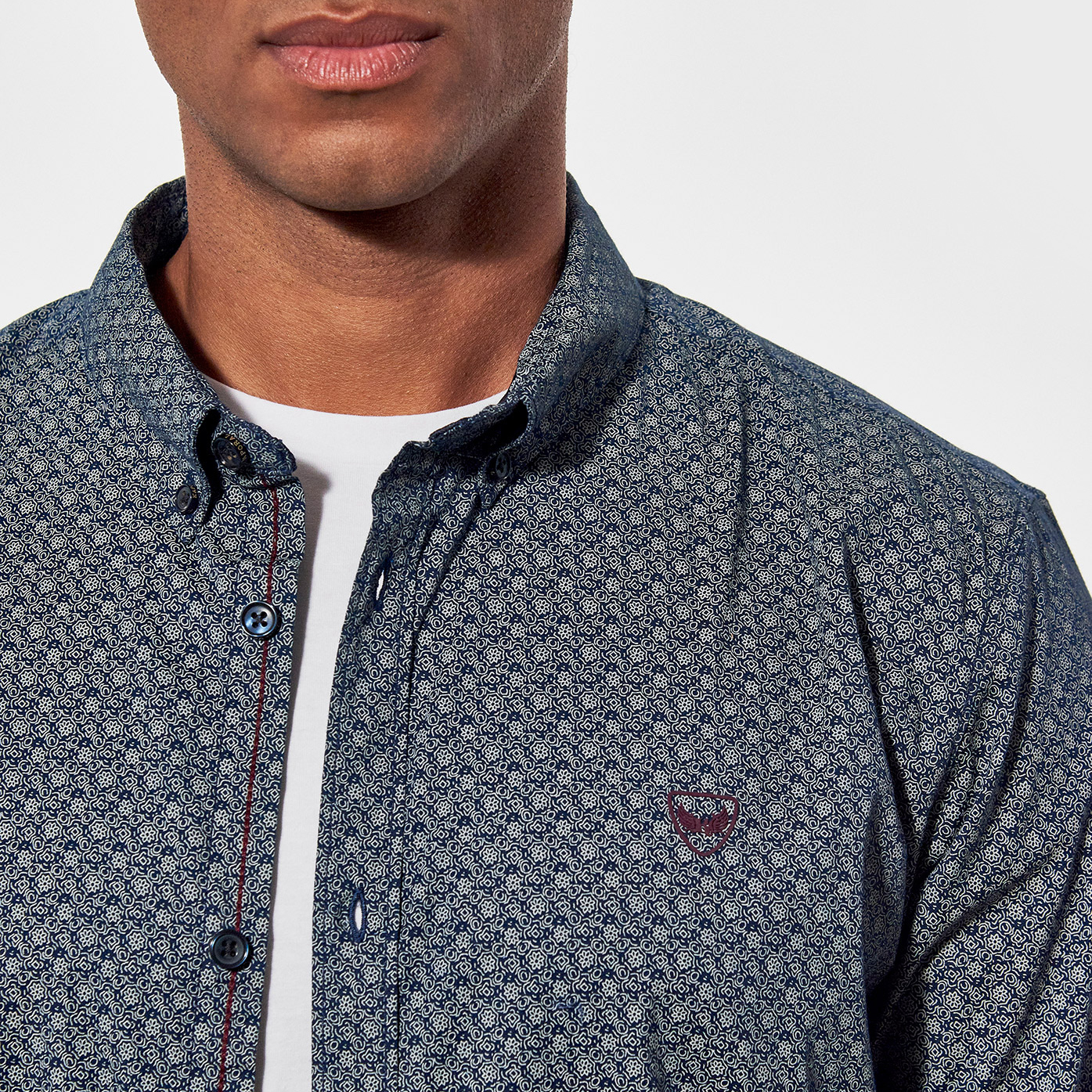 POWEL  Chemise slim bleue Homme imprimé