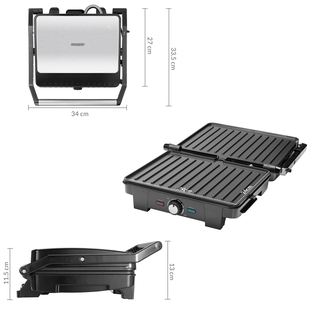 Monzana Kontaktgrill Silber 2200W