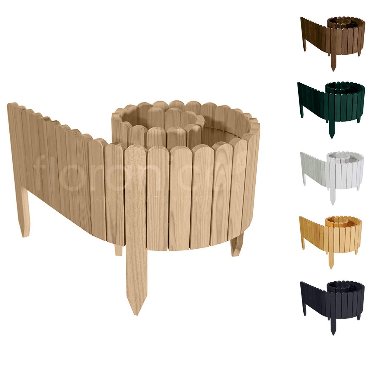 Pemicont Rollborder Flexibler Holzzaun Rolborder Beeteinfassung Rasenkante Gartenzaun