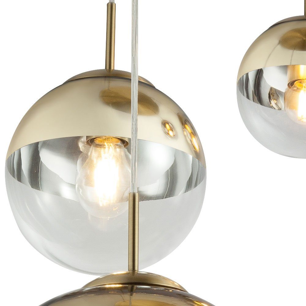 etc-shop Kugelleuchte, Leuchtmittel nicht inklusive, Pendelleuchte Esszimmer Hängelampe gold 5 flammig