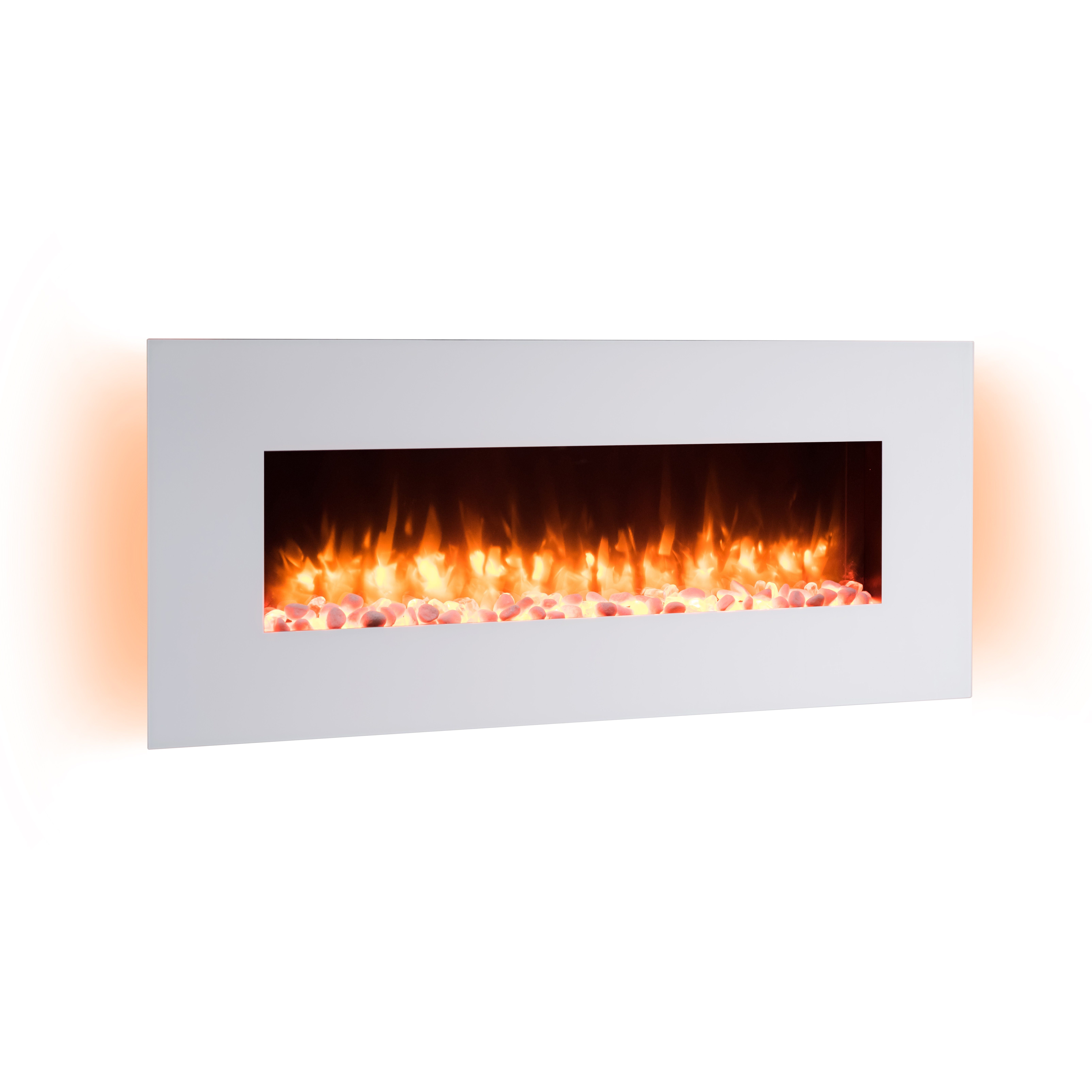 RICHEN Elektrokamin Yoash, Wandkamin mit Heizung 2000W, 3D-Flammeneffekt, LED-Beleuchtung, Fernbedienung, Timer, Thermostat