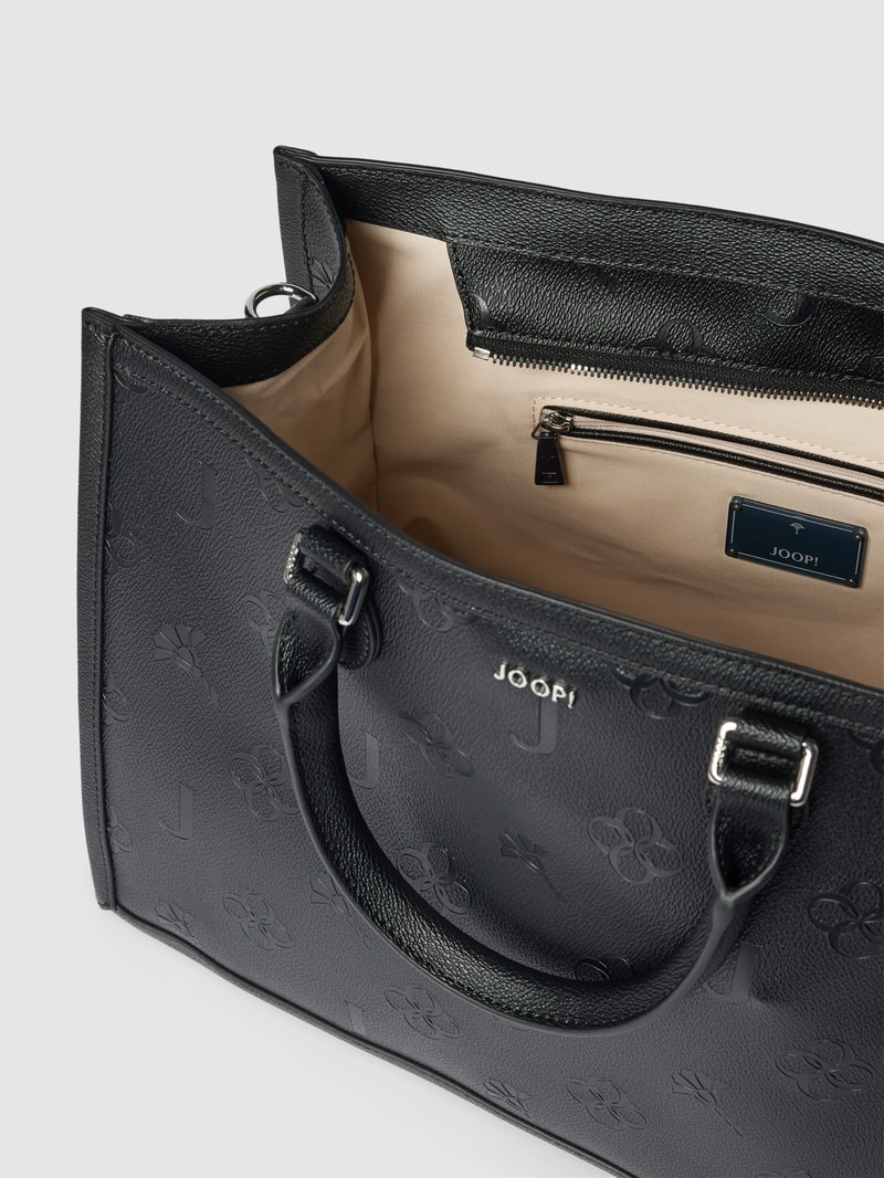 Handtasche mit Label-Muster Modell 'decoro stampa aurelia' in black
