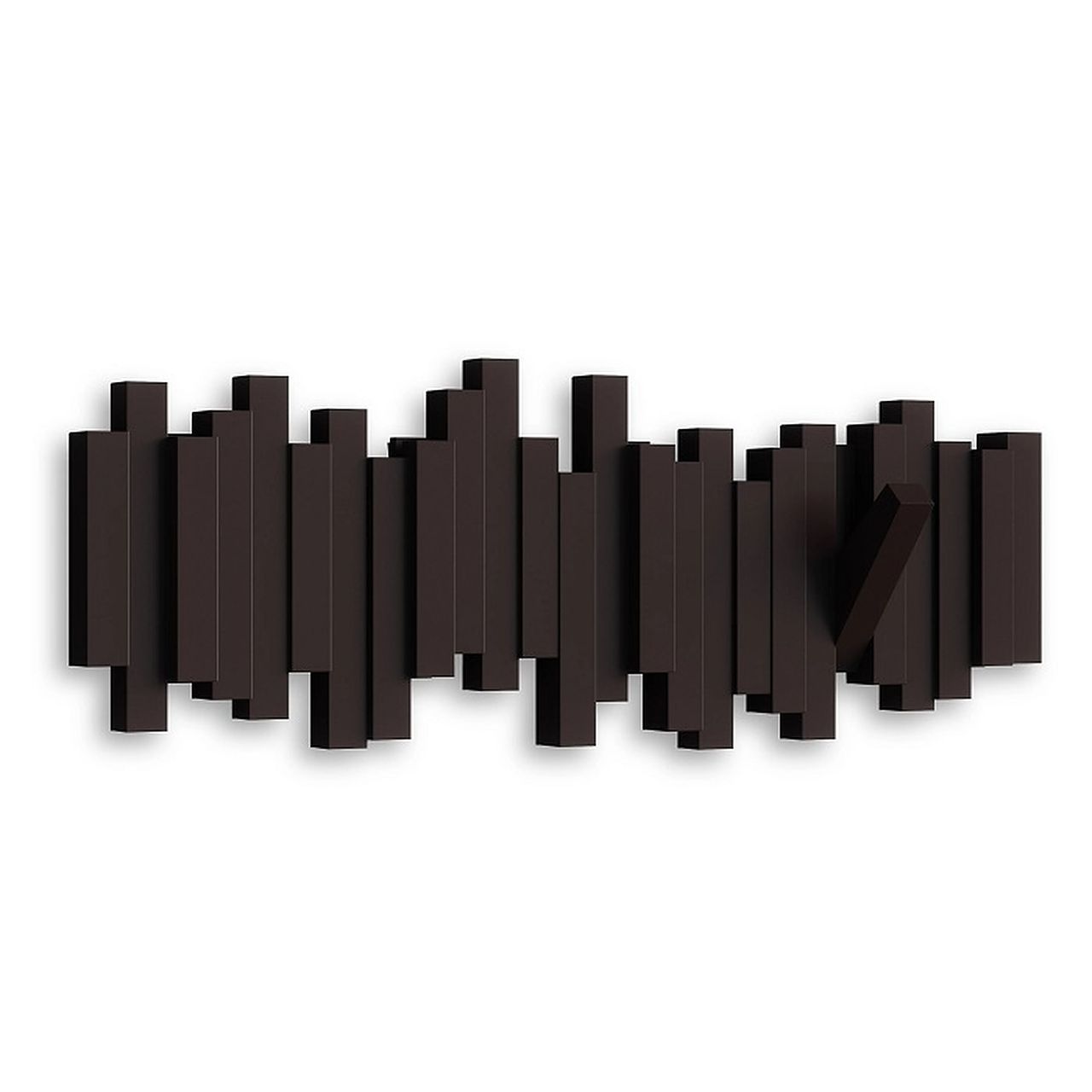 trends4cents UMBRA STICKS HOOK ESPRESSO 318211-213 platzsparende Garderobenleiste mit 5 beweglichen Haken