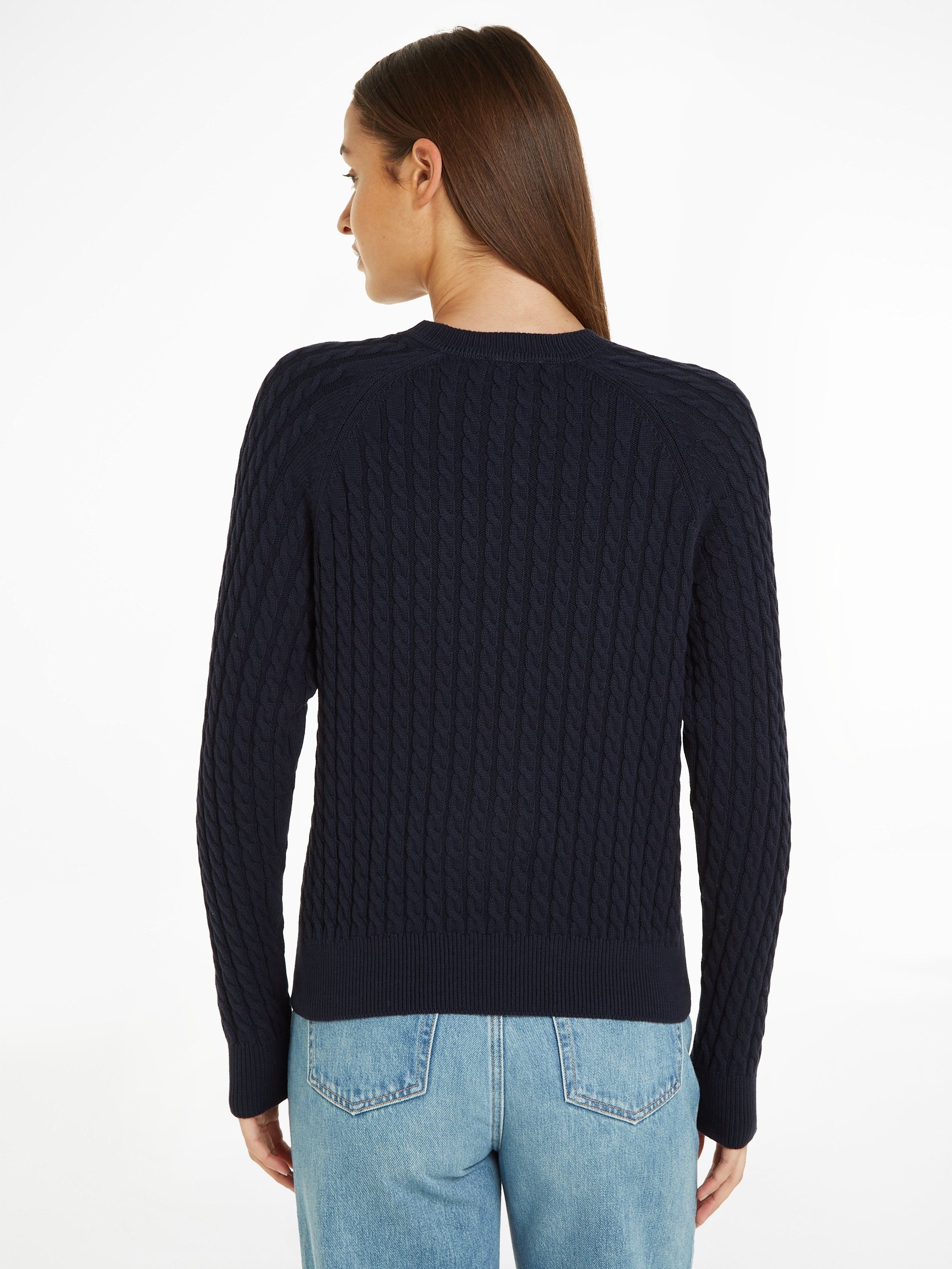 Tommy Hilfiger Rundhalspullover CO CABLE C-NK SWEATER mit Zopfmuster