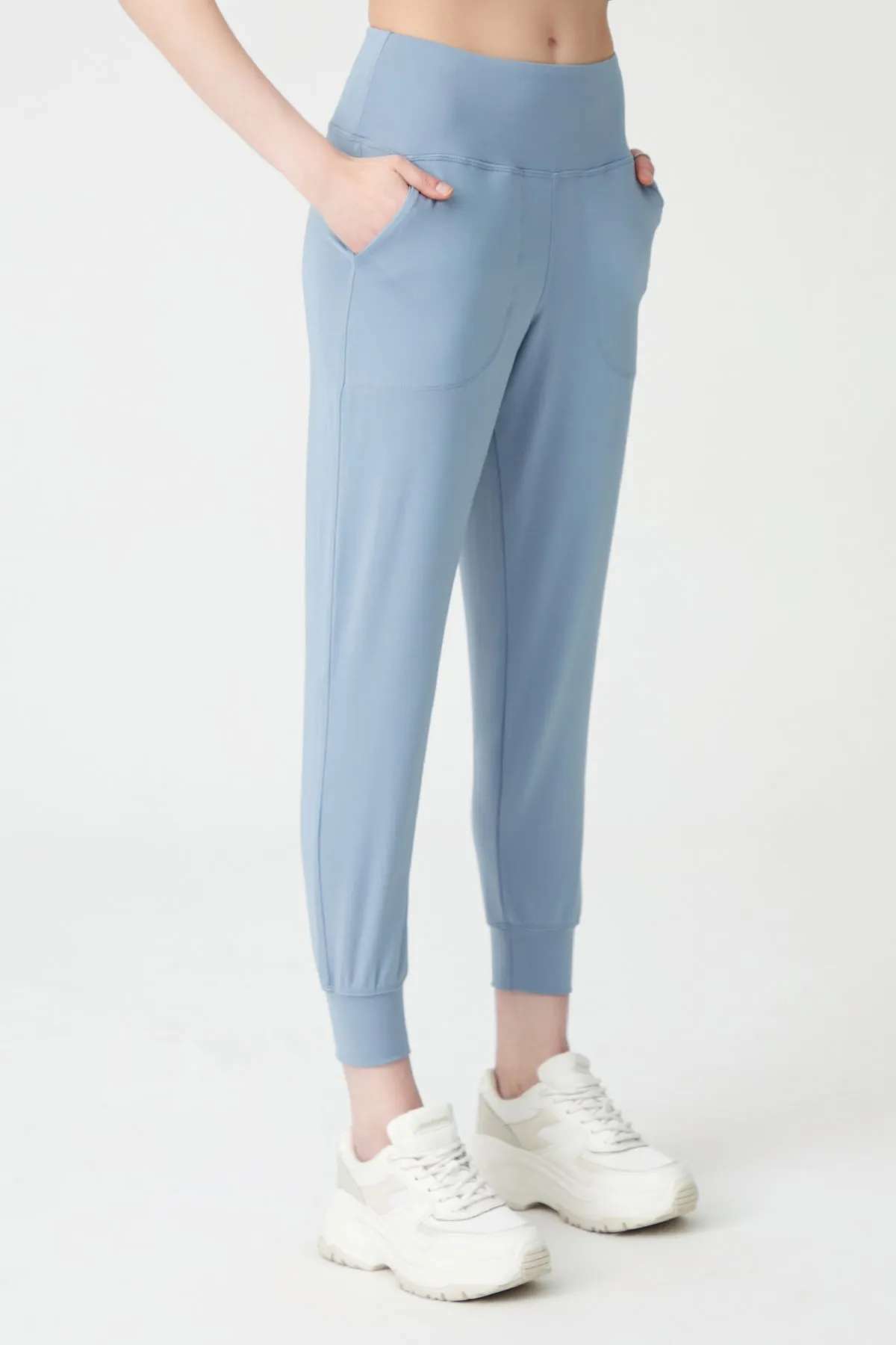 LOS OJOS  Damen-Jogginghose mit hoher Taille in Blau und Grau
