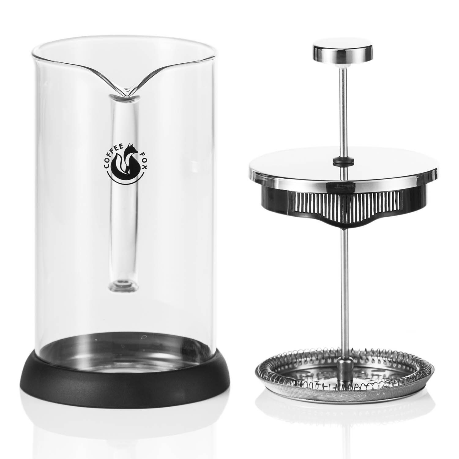 Coffee Fox French Press Kanne Kaffeezubereiter aus Glas, Pressfilterkanne, Kaffeebereiter