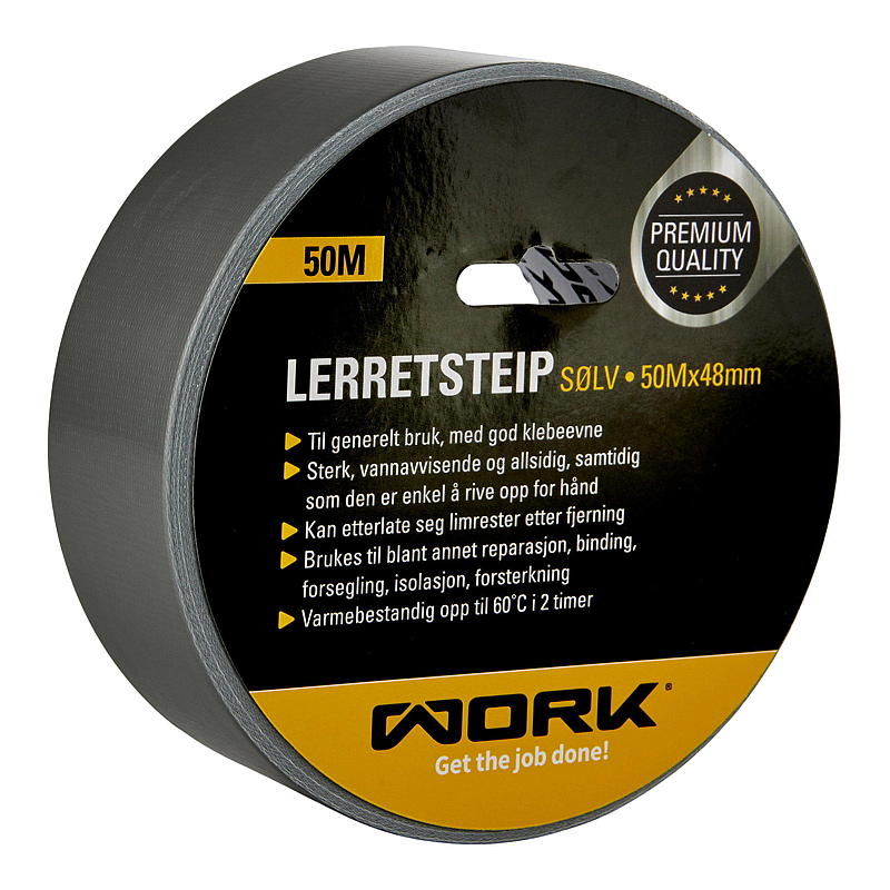 Work Lerretstape 48 mm, 50 m sølv