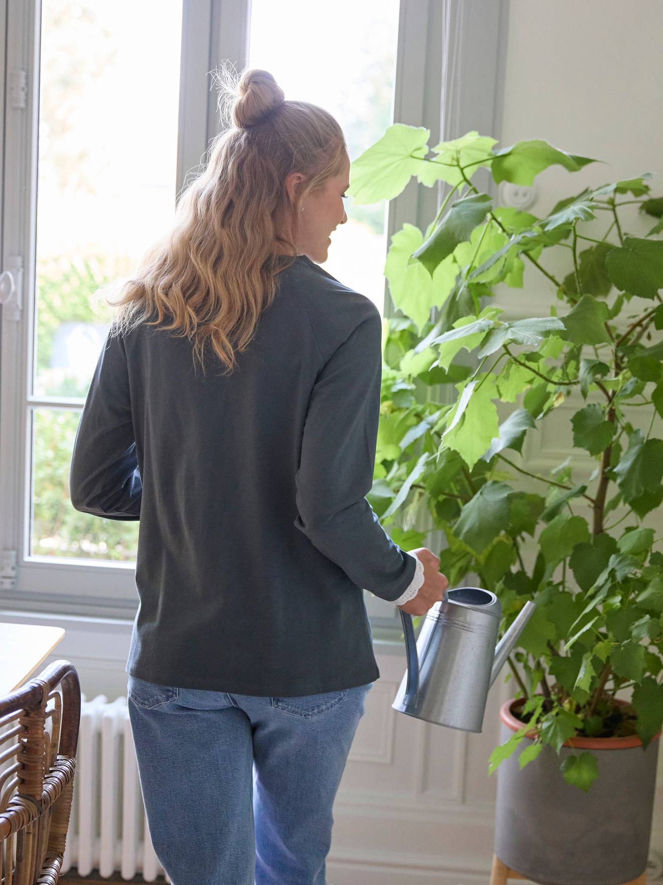 Vertbaudet Shirt für Schwangerschaft & Stillzeit, Materialmix - petrol
