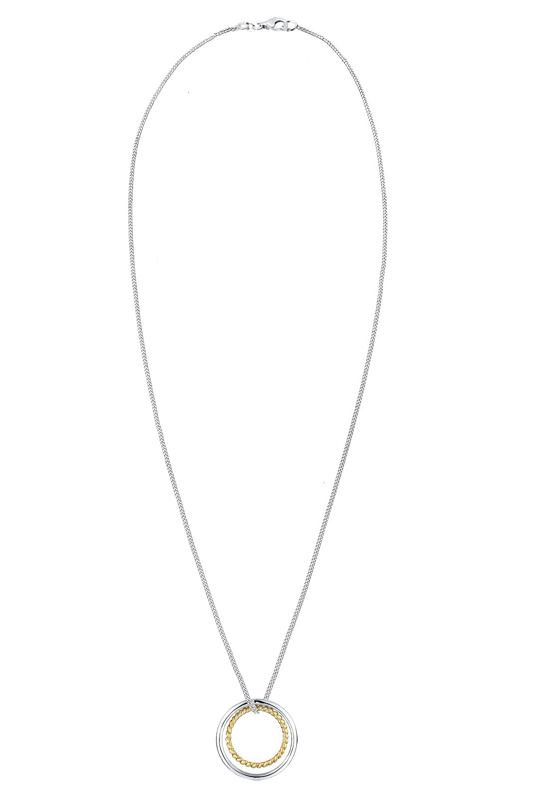 Pierścionek damski Elli Basic Two-Tone Geo Circle ze srebra próby 925, pozłacany