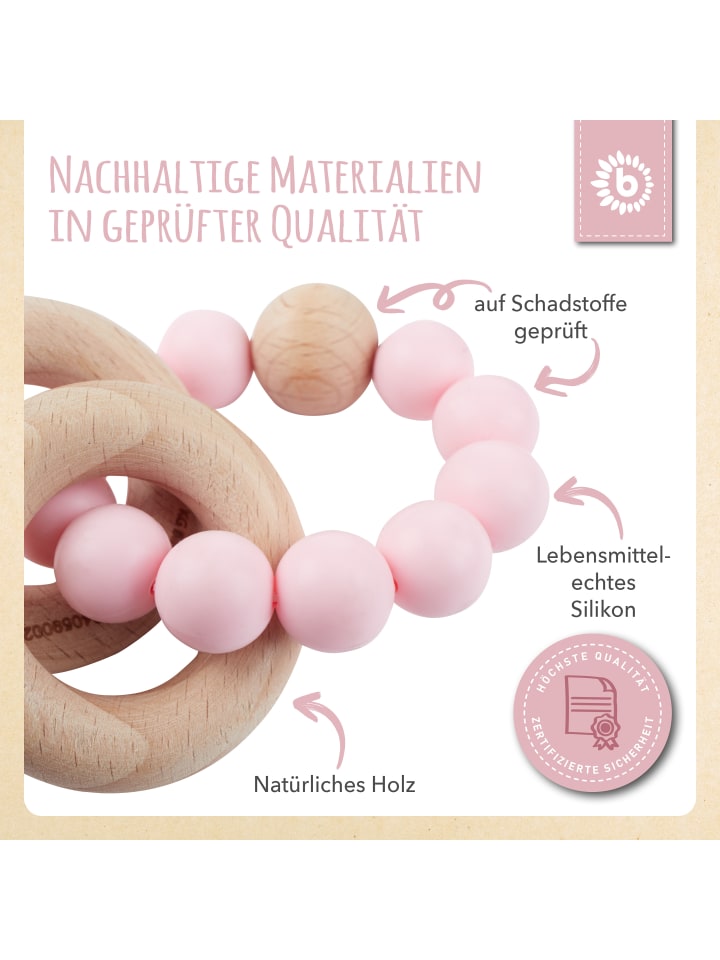 Bieco Spielwaren Beißring mit Silikon Perlen - ab Geburt in Rosa günstig kaufen onesize