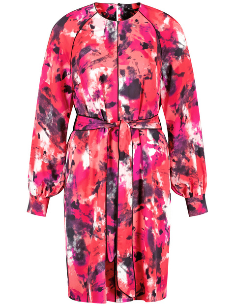 Gemustertes Kleid mit Bindegürtel