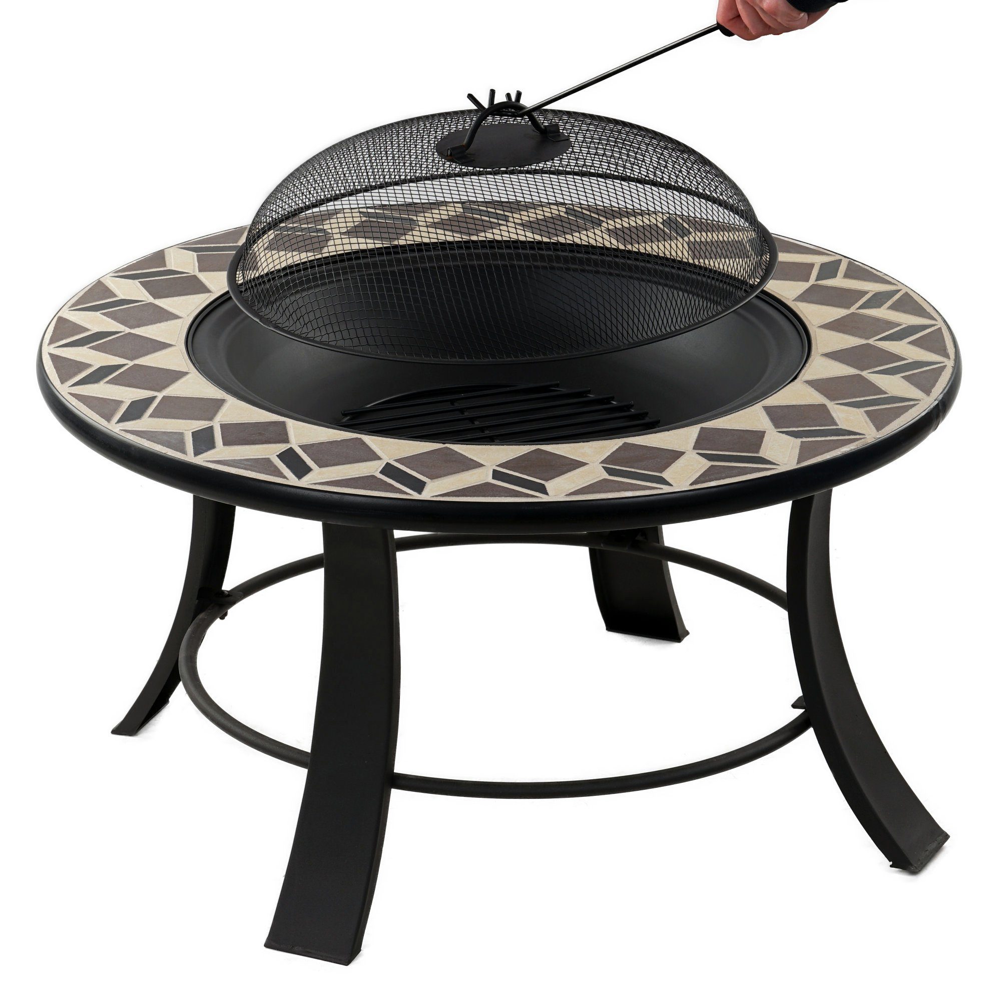 BBQ-Toro Feuerschale Feuerschale, Ø 75 cm, Feuerstelle mit Funkenschutz und Schürhaken