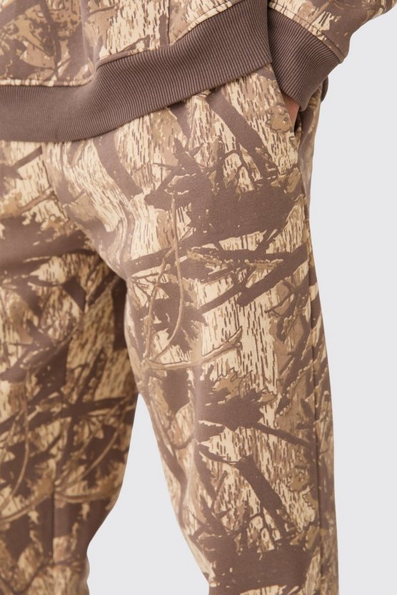 Camouflage Jogginghose mit geteiltem Saum