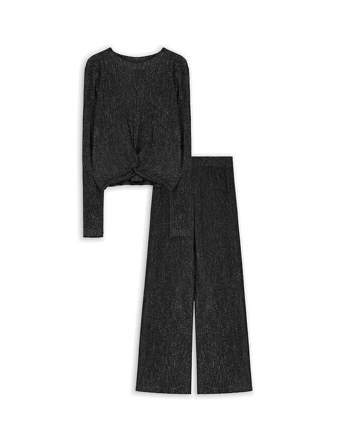 Set aus Langarmshirt und Hose - Knotendetail