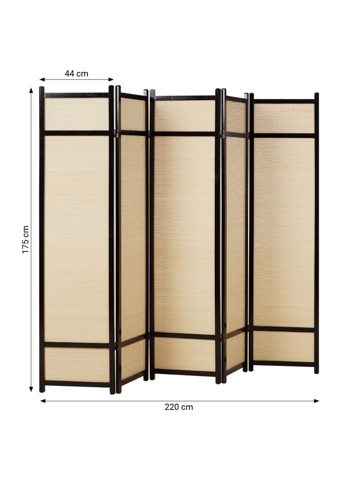 Homestyle4u 5-tlg. Paravent in Schwarz 220x175 günstig kaufen onesize