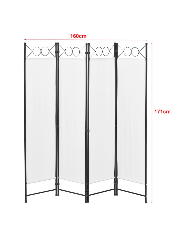 en.casa Raumteiler Saragossa 4-teilig in Weiß (H)171cm (B)160cm günstig kaufen onesize