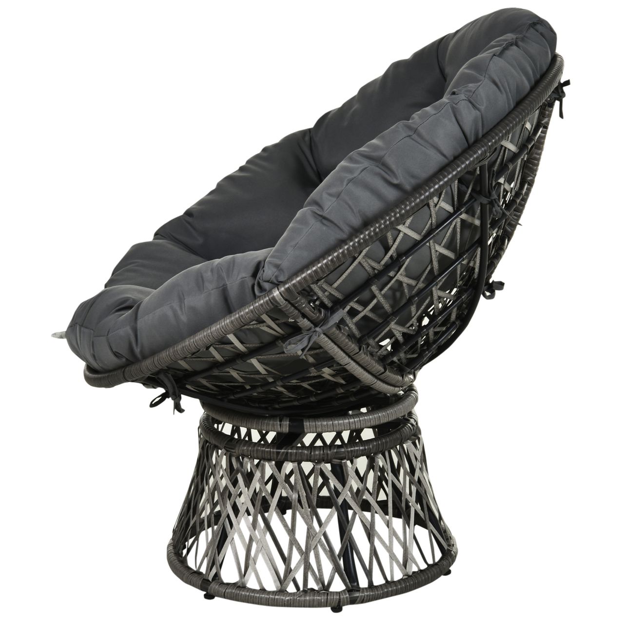 Outsunny Papasansessel Korbsessel Sessel mit Polster 360 Grad Rattan Grau