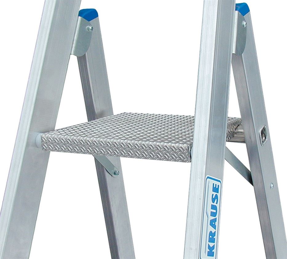 KRAUSE Alu-Stufen-Stehleiter, fahrbar