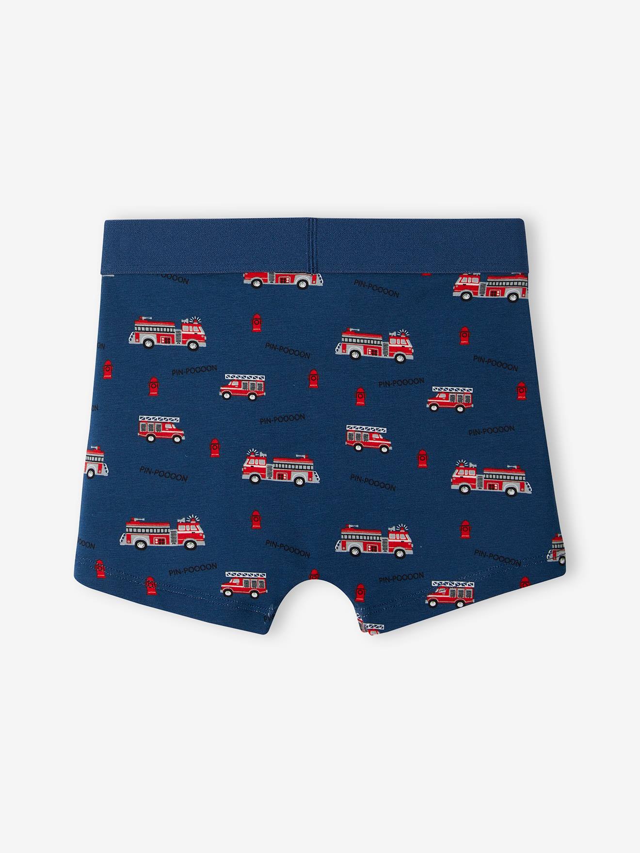 Vertbaudet 5er-Pack Jungen Boxershorts mit Bio-Baumwolle, Feuerwehr - aquamarine