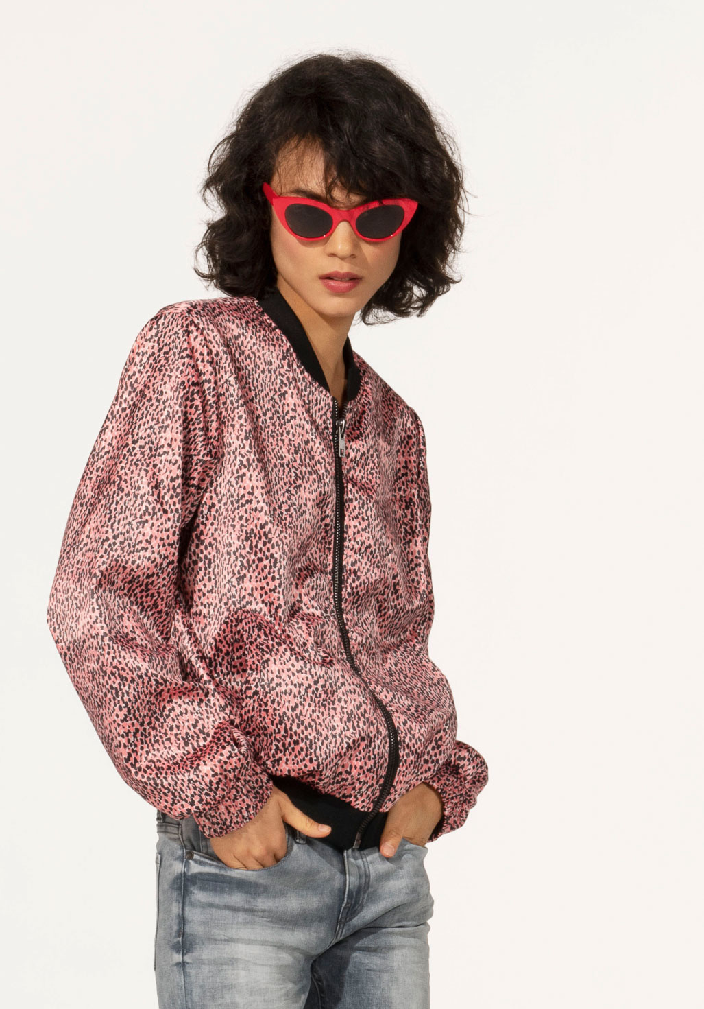 ALIZE  Blouson rose imprimé, coupe droite