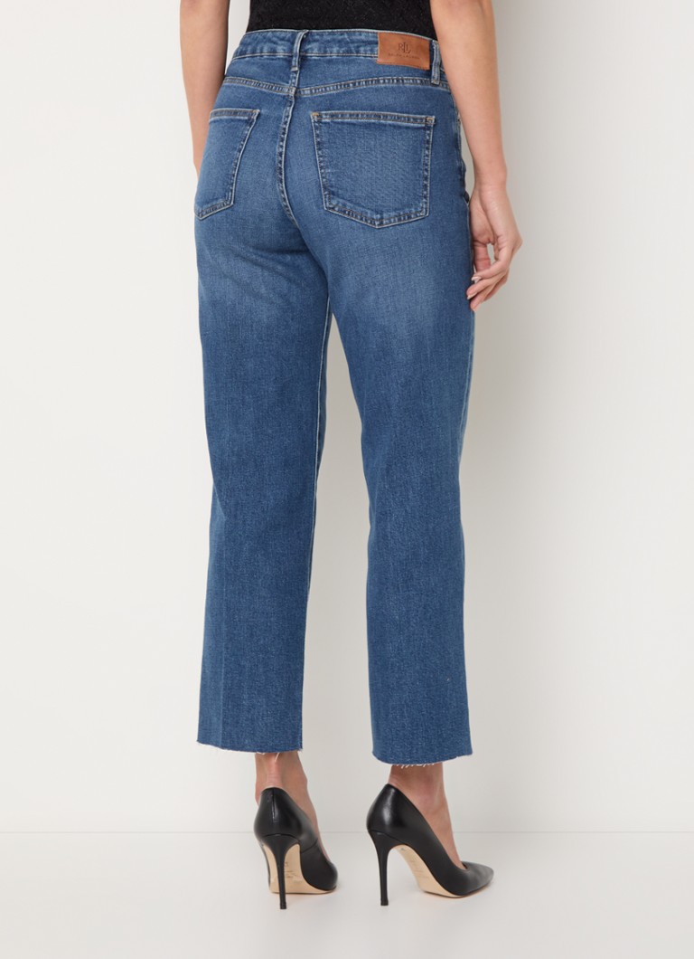 Calça jeans cropped de cintura média Ralph Lauren, perna reta e lavagem média.