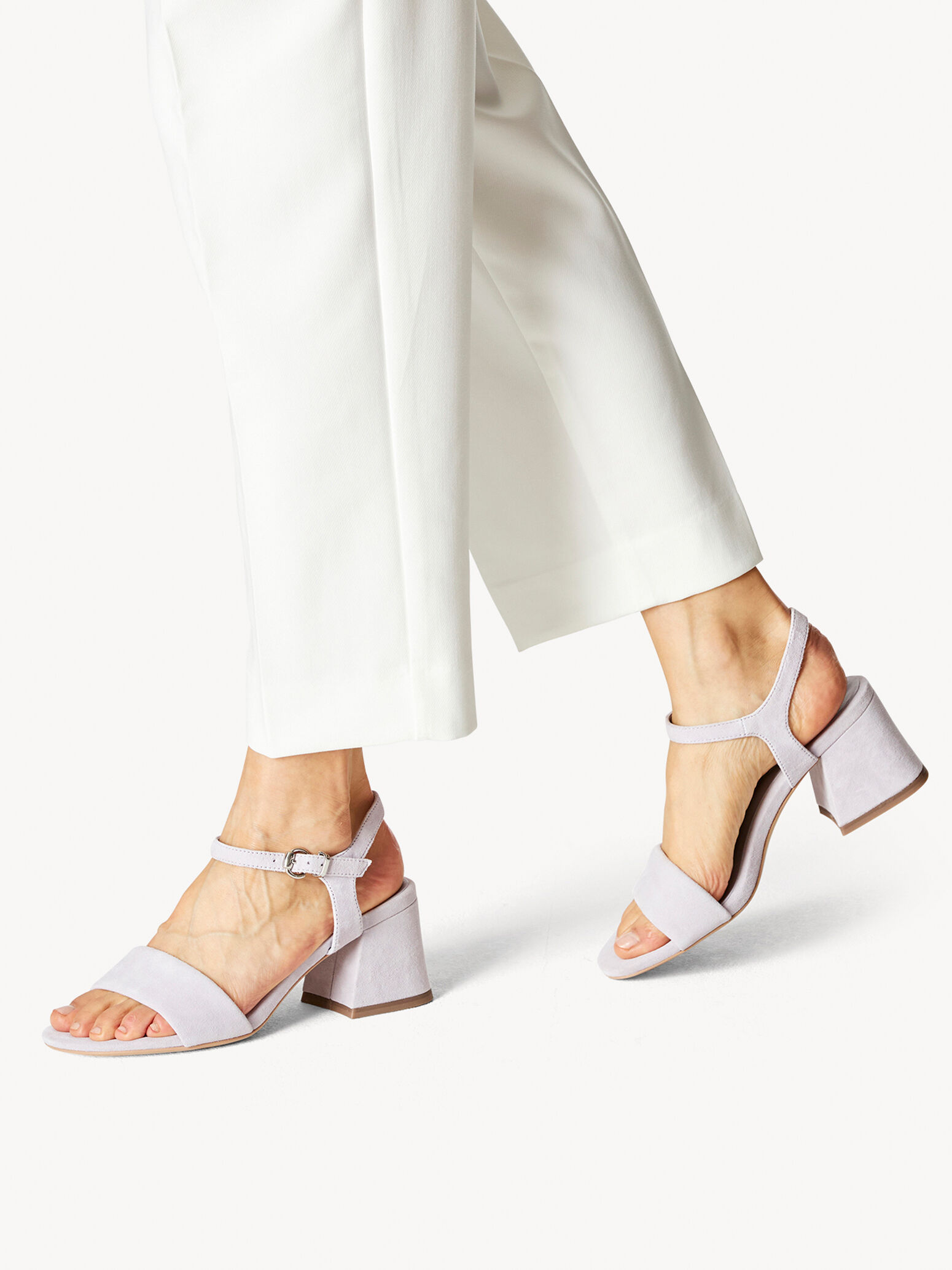 Sandale à talon en cuir - mauve