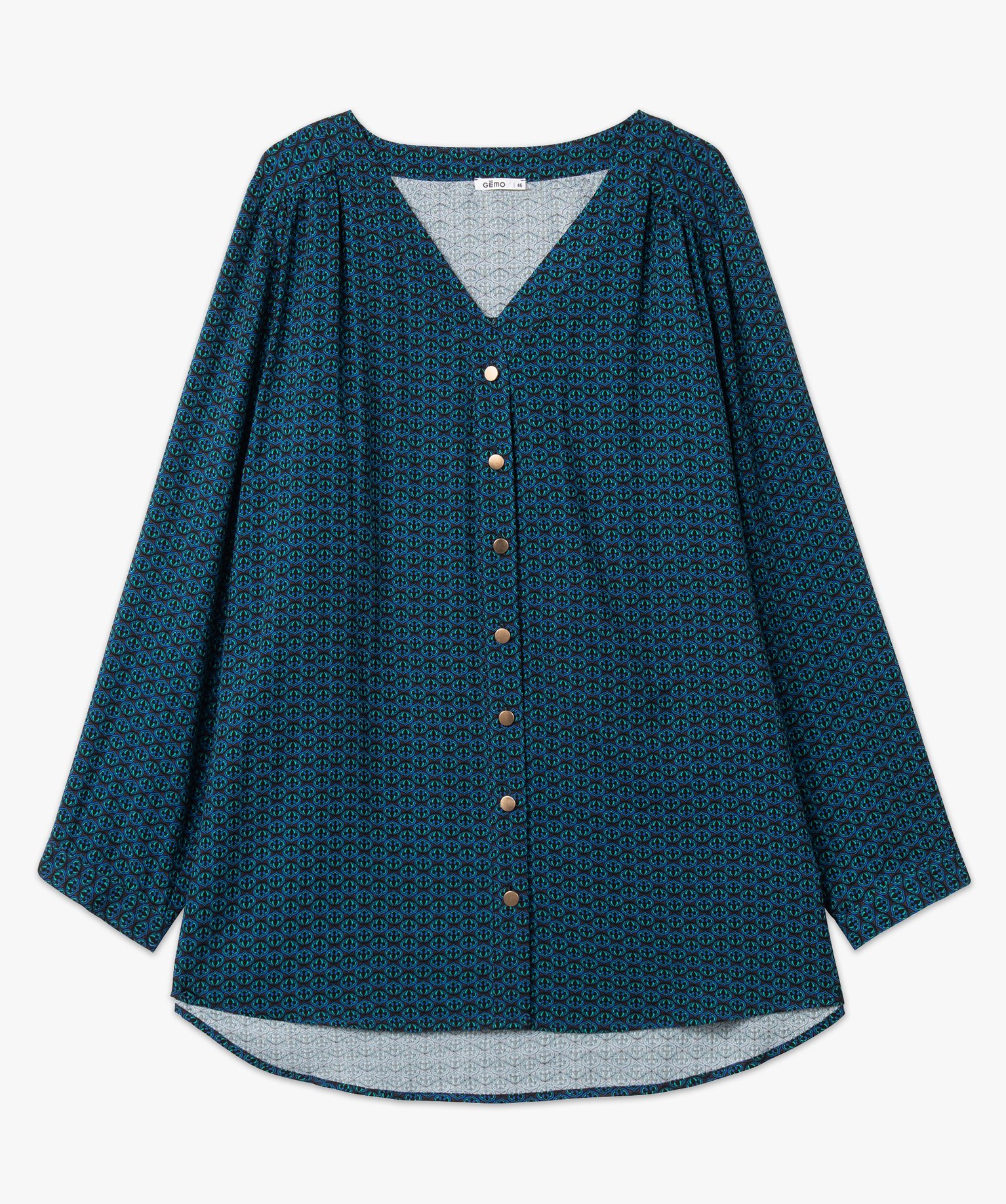 Chemise à manches longues imprimée femme grande taille imprime | GEMO