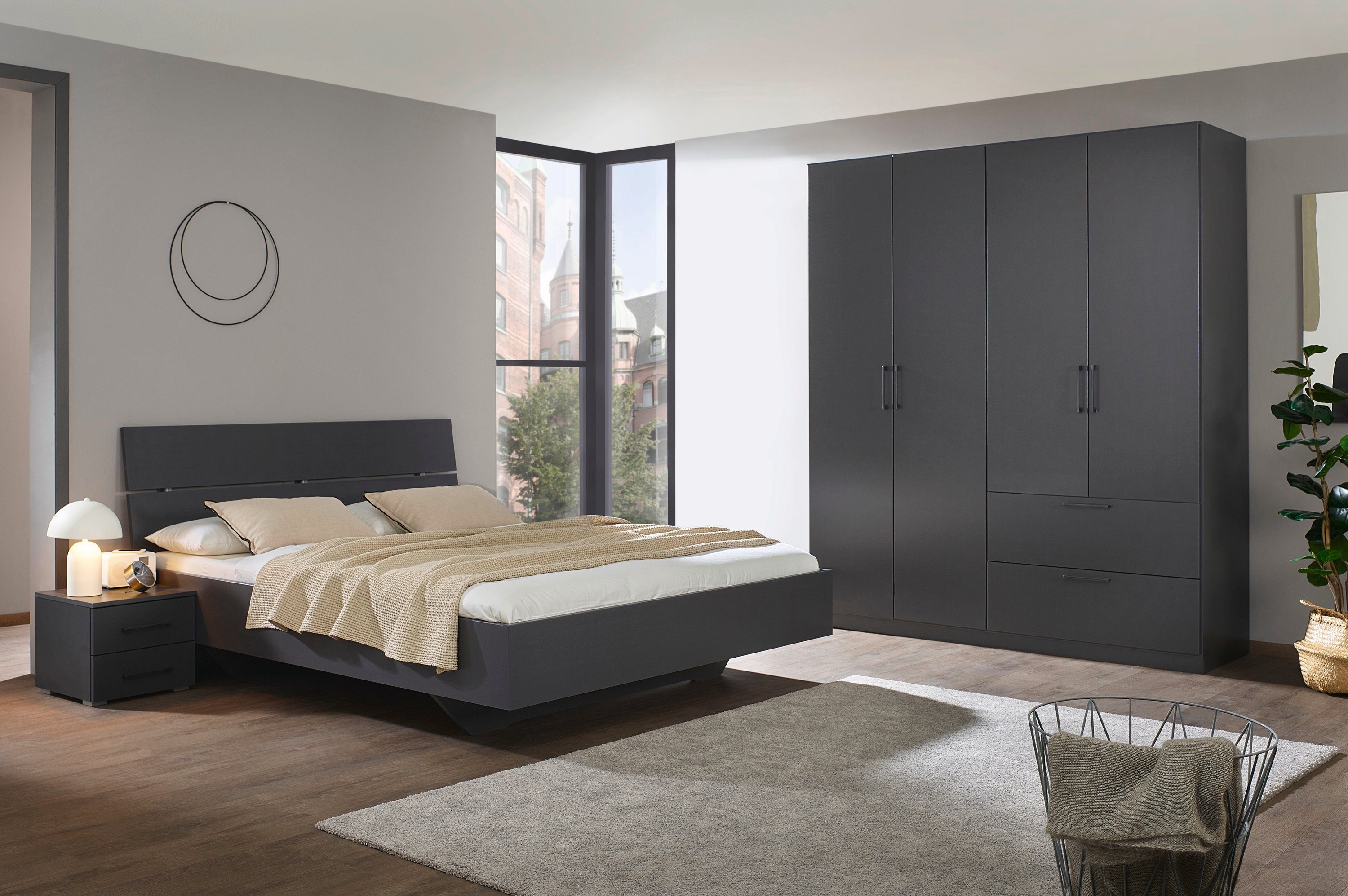 rauch Schlafzimmer-Set Challenger, Schrank in 2 Breiten, Bett in 3 Breiten und 2 Nachttische