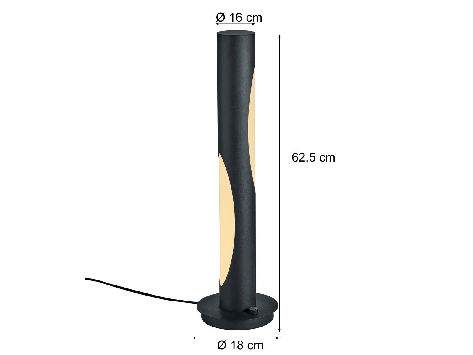 TRIO LED Nachttischlampe, Dimmfunktion, LED fest integriert, Warmweiß bis Neutralweiß, große dimmbar-e Designer Lampe-n für die Fensterbank, 62,5cm, Schwarz