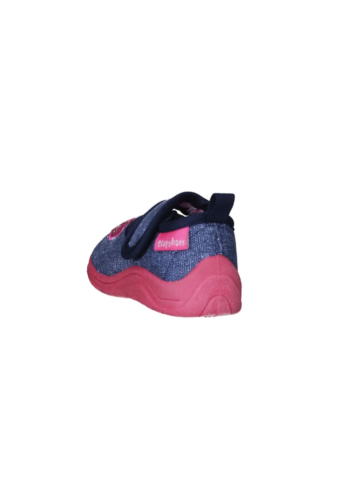 Playshoes Hausschuh Herz in Jeansblau günstig kaufen
