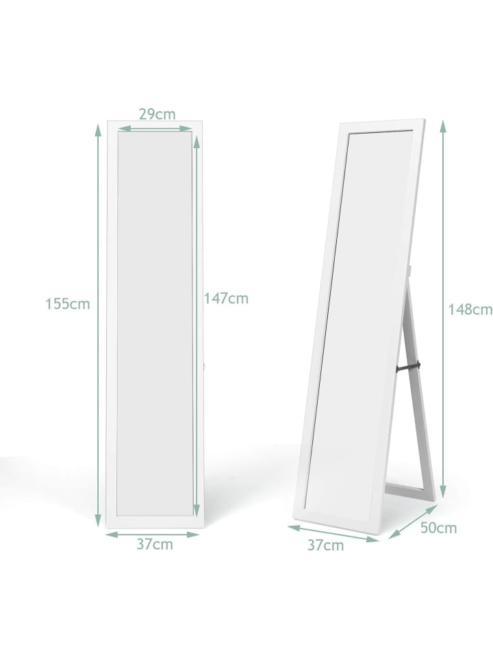 COSTWAY 2 in 1 Ganzkörperspiegel in Weiß günstig kaufen 155 cm