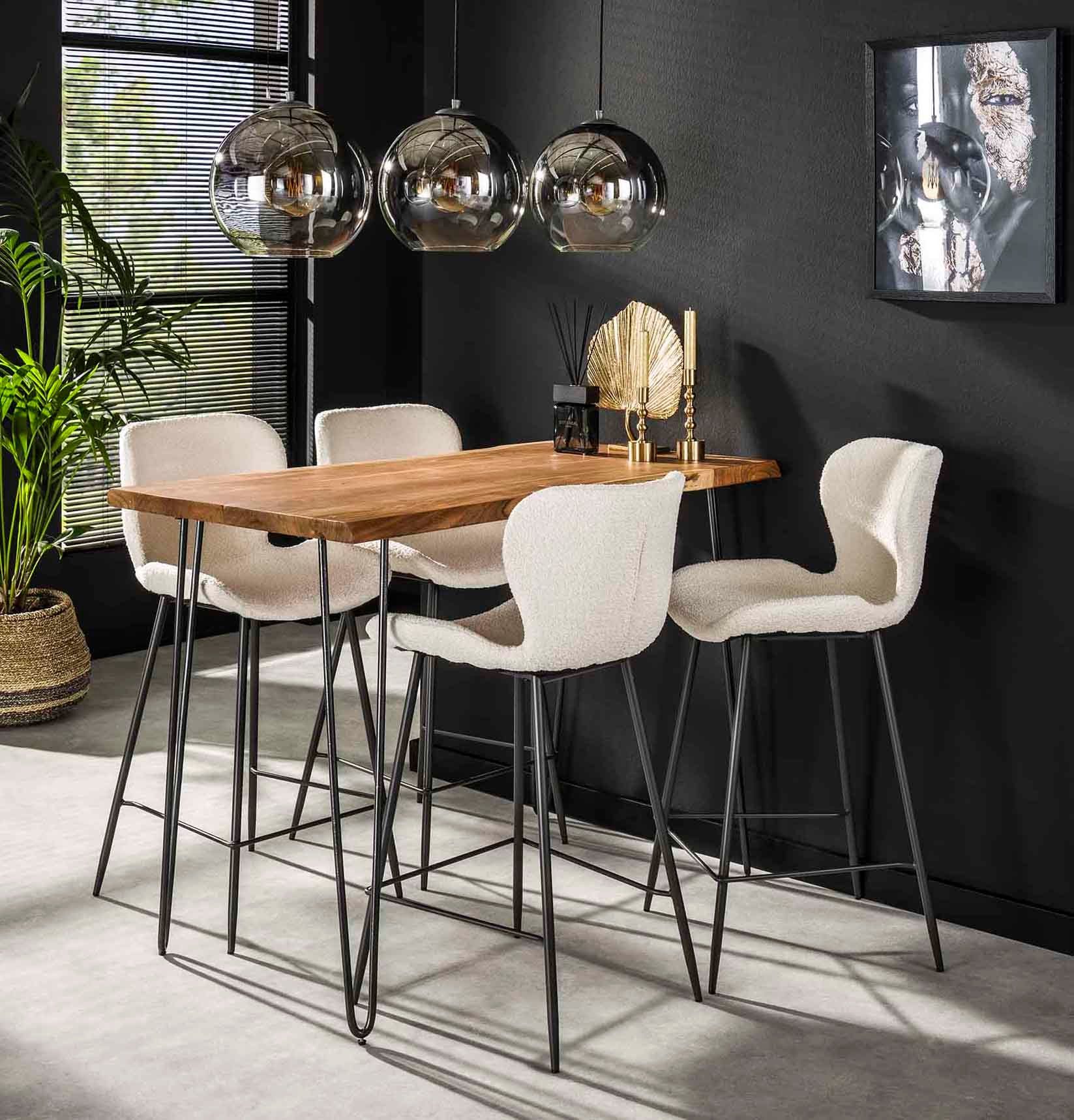 LEVEN Lifestyle Bartisch Stehtisch NEDE Industrial 130 x 70 mit Baumkante Akazie