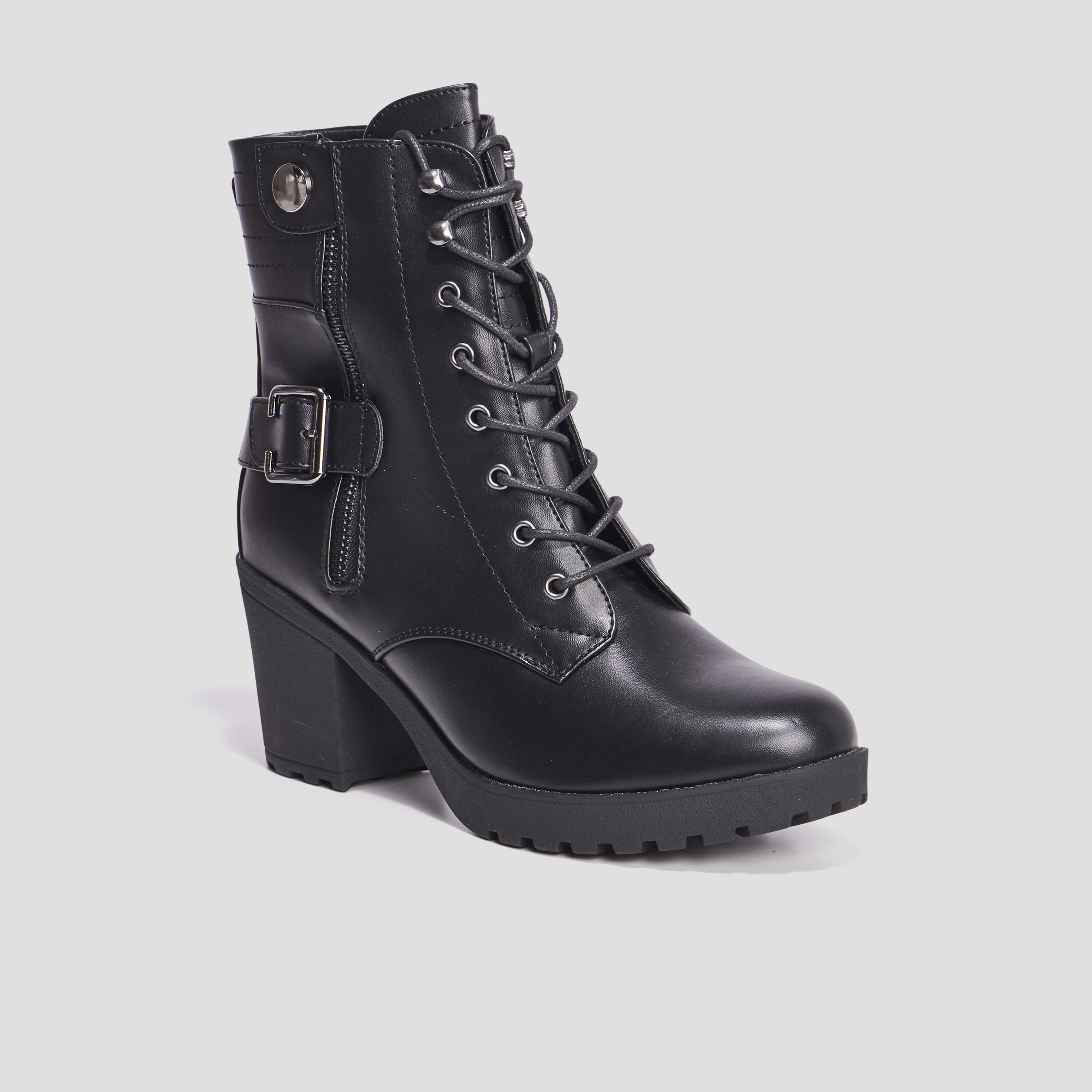 Bottines à talons et lacets noir femme | La Halle