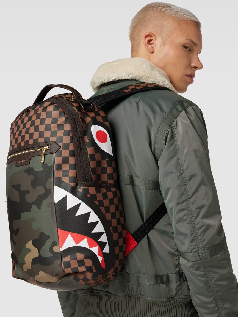 Rucksack mit Allover-Muster Modell 'SIP CAMO ACCENT' in mittelbraun