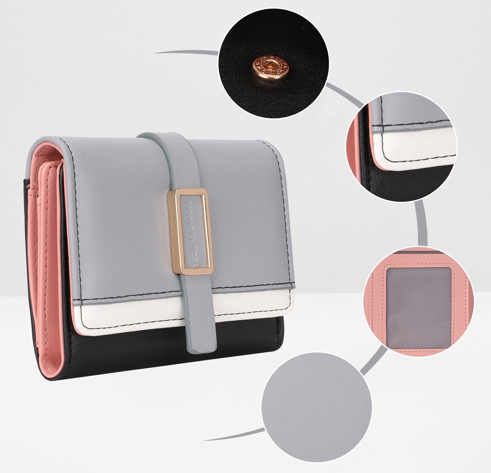 REDOM Geldbörse Damen Handytasche Portemonnaie Portmonee Geldbeutel Weich Leder Kurz (Frauen Handtasche Ledergeldbörse Brieftasche mit 5 Kartenfächer, Slim Wallet, Kreditkartenetui, Kartenetui, Kartenhalter), NFC RFID-Schutz mit Münzfach Groß 10.5 x