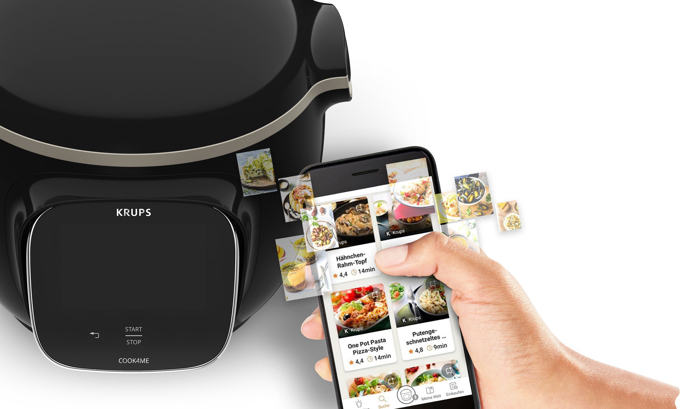 Krups Multikocher CZ9128 Cook4Me Touch, 1600 W, 6 l Schüssel, elektr. Schnellkochtopf, WLAN-fähig, 250 Rezepte, 13 Gareinstellungen