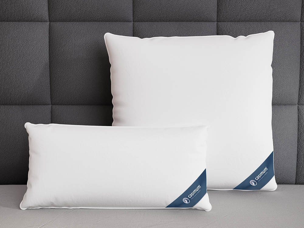 Daunenkissen Premium Kopfkissen 30% Daunen, casimum, Füllung: 70% Federn / 30% Daunen, Bezug: Weiß, nachhaltig produziert, allergikergeeignet, kuschelig weich