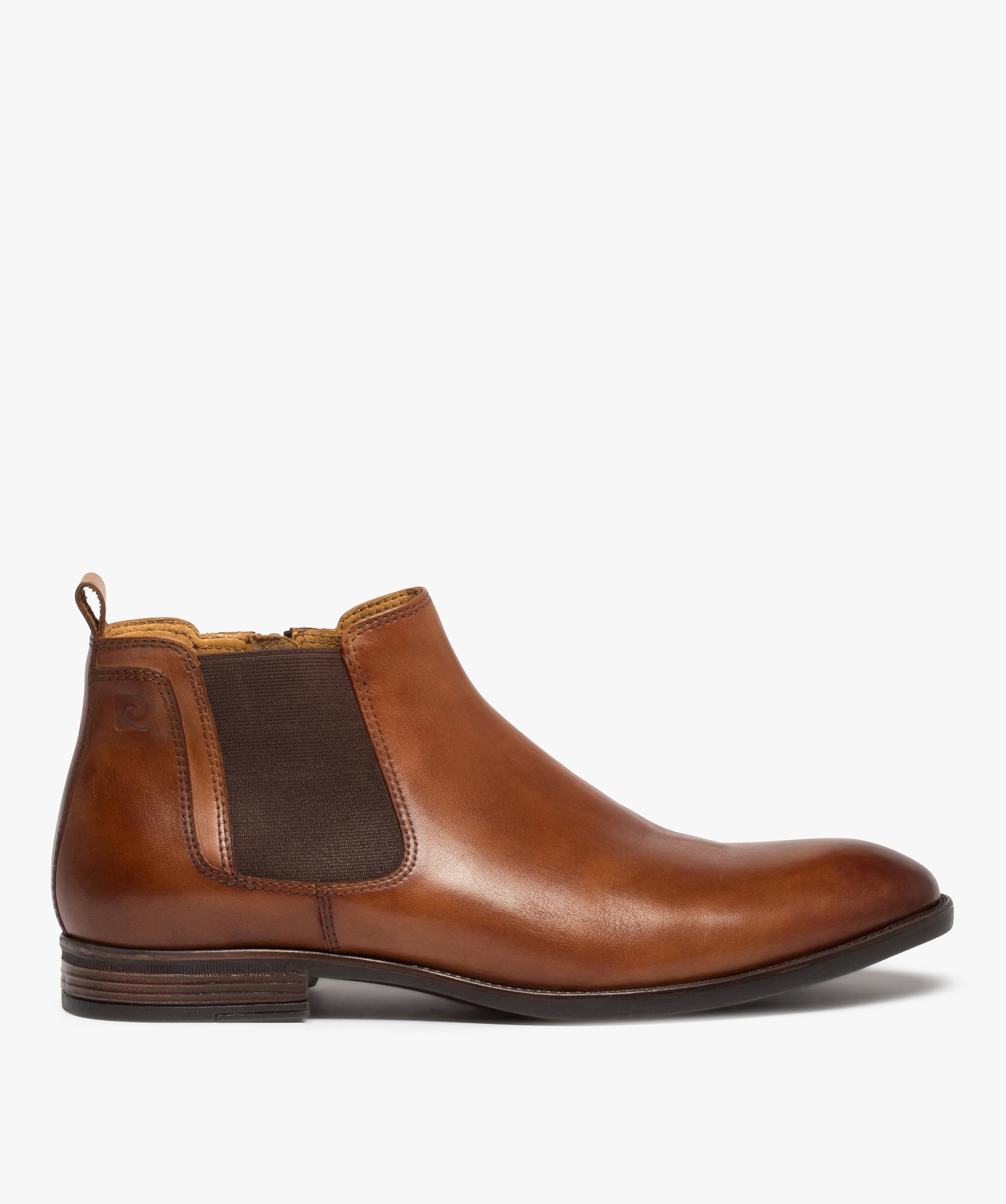 Boots homme dessus cuir uni – Pierre Cardin Diffusion camel | GEMO