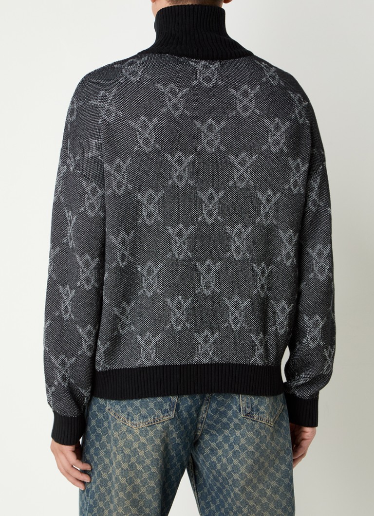 Maglione a maglia fine del Daily Paper Times con logo stampato e mezza zip