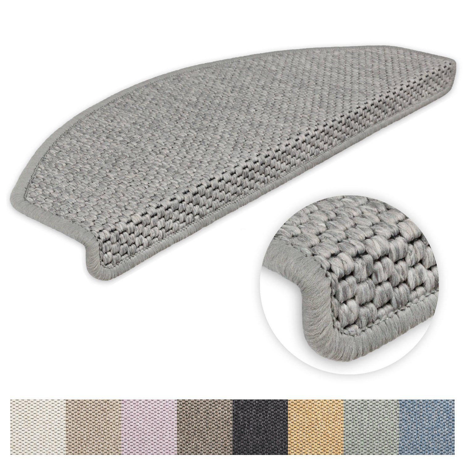 Stufenmatte Stufenmatten Göteborg halbrund Grau 15 Stück, Metzker®, halbrund, Höhe: 8 mm, 15 Stück - Grau