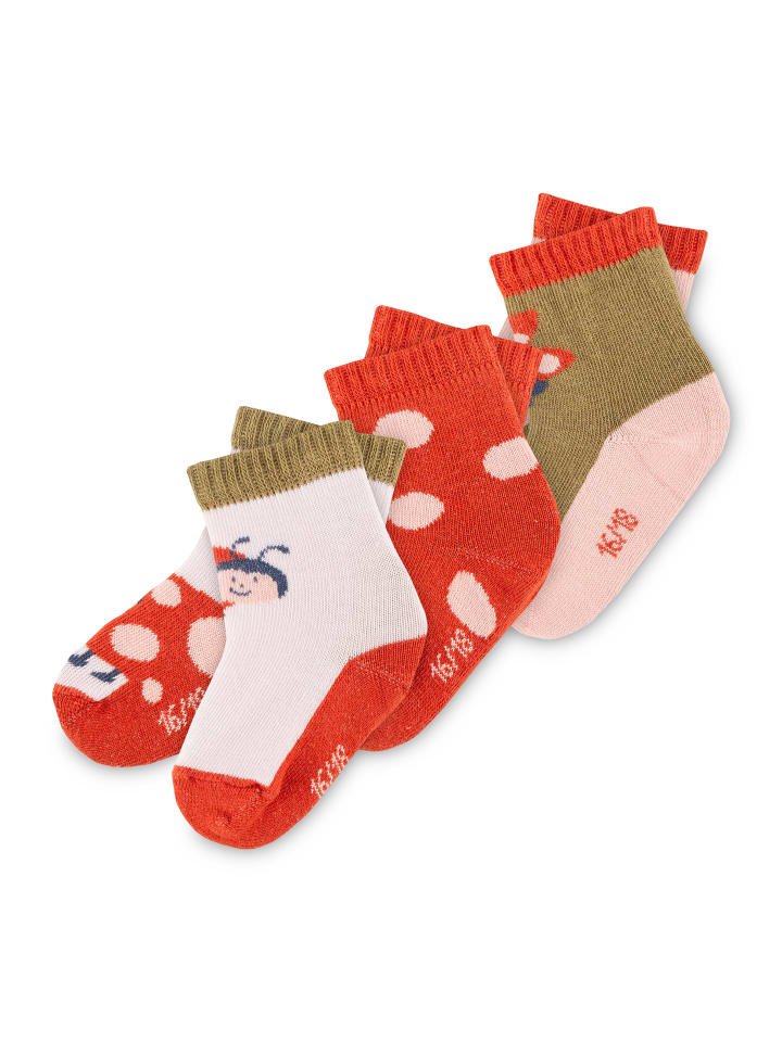 Sigikid Socken-Set 3er happy ladybug in Rot/Rosa/Grün günstig kaufen