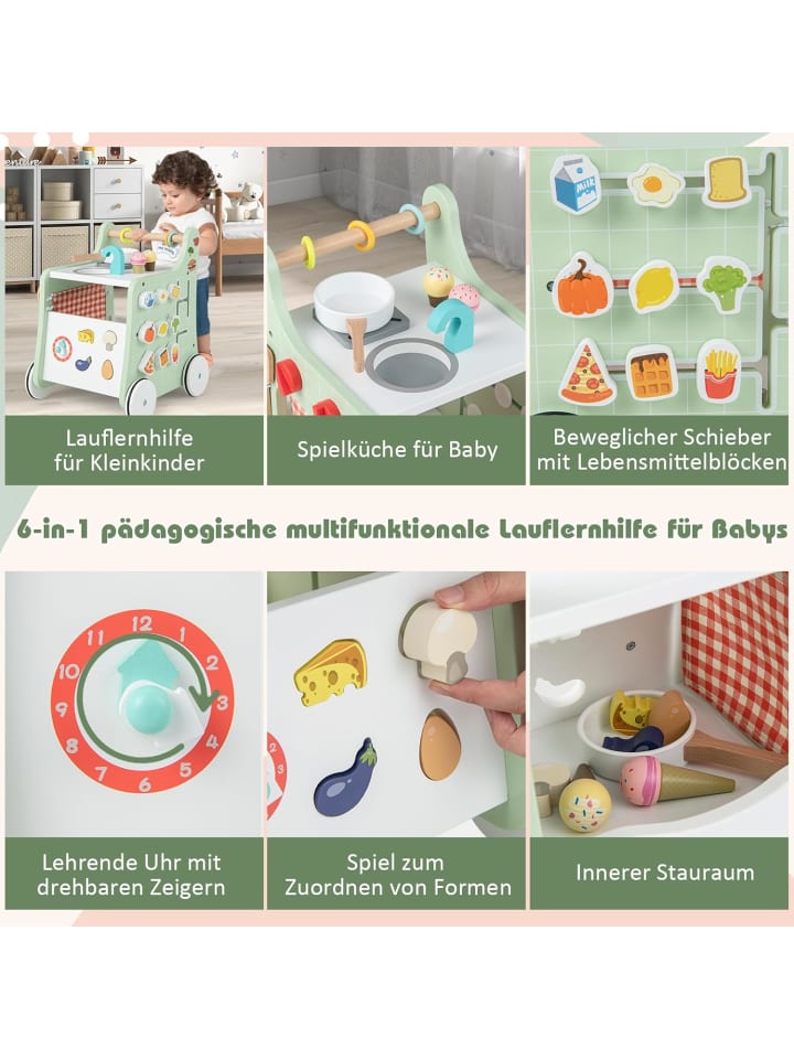 COSTWAY 6 in 1 Lauflernhilfe in Grün günstig kaufen 42 cm